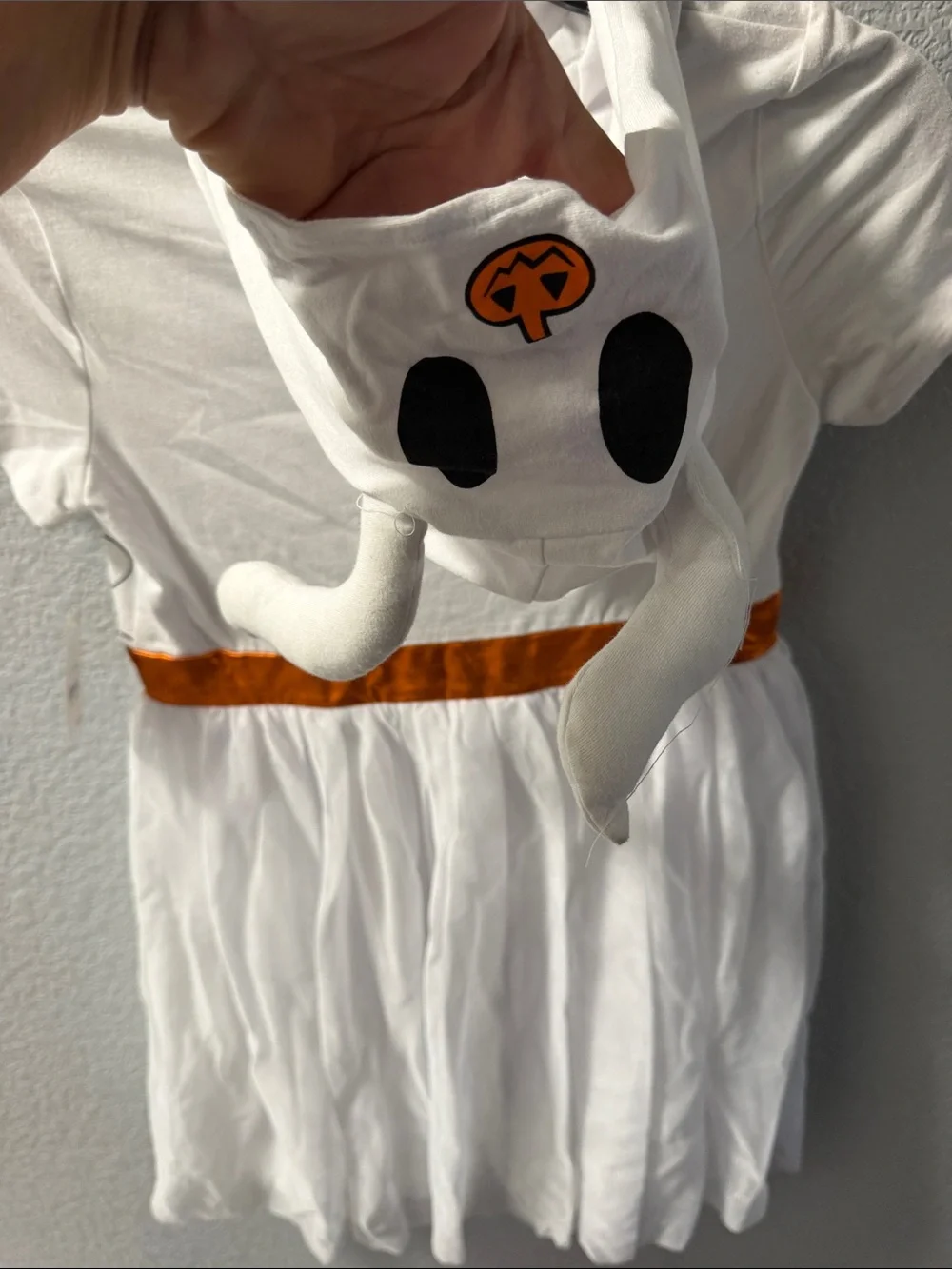 White & Orange Ghost Girl's Costume Dress size10-12 Halloween